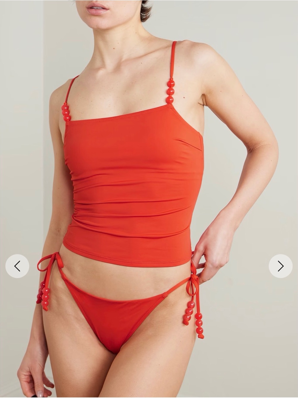 STAUD Sisley bead-embellished bikini briefs red orange size medium NWT